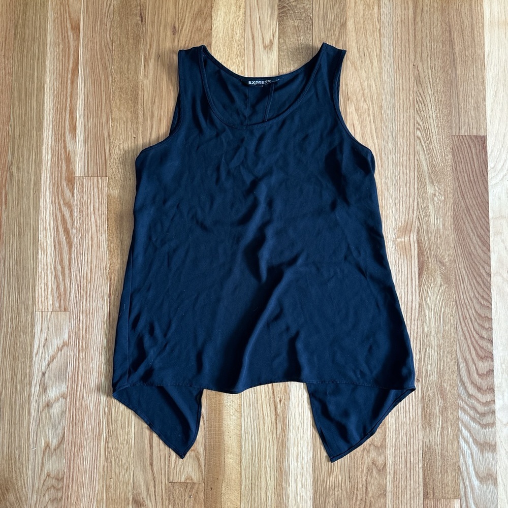 Express Black Sleeveless Blouse with open back slit